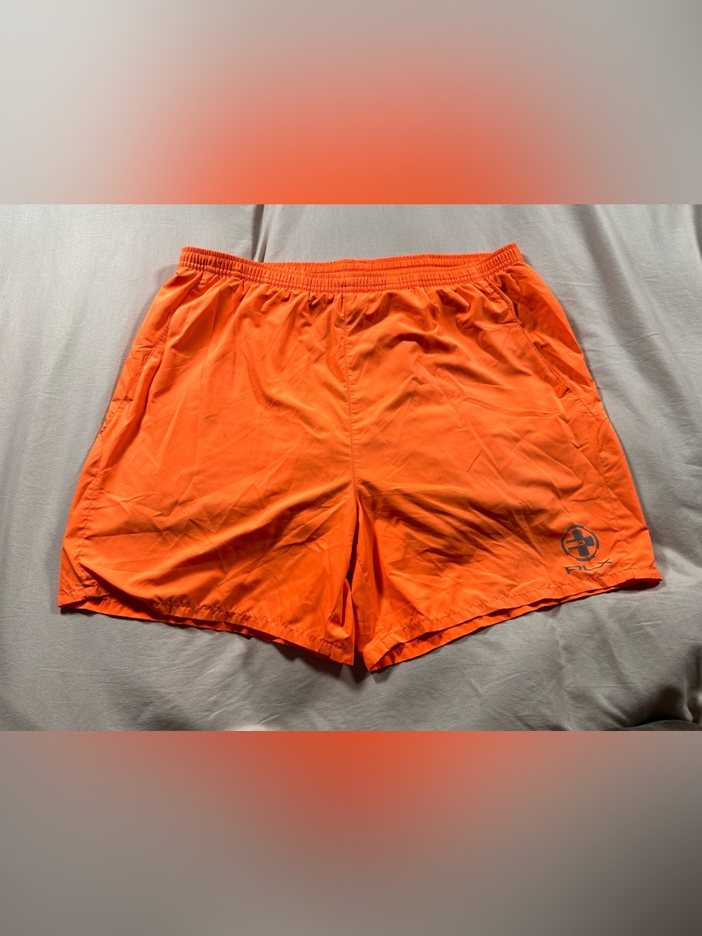 RLX Ralph Lauren Mens Athletic Workout Lined Running Stretch Orange Short Large
